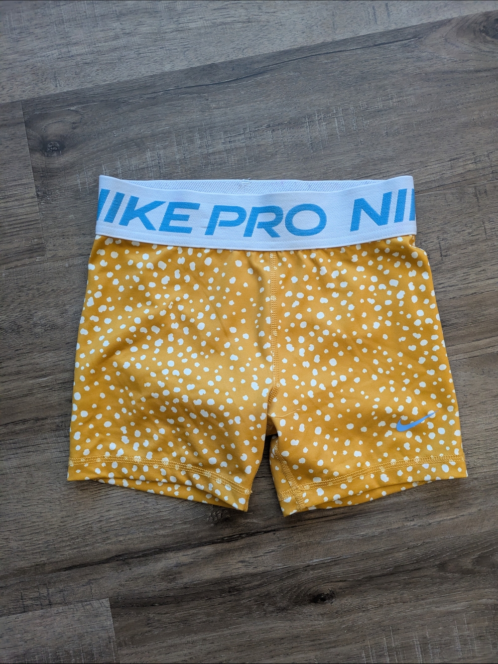 Nike Yellow Polka Dot Pro Shorts Sz YM
